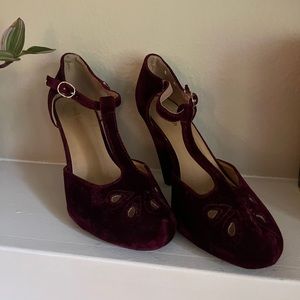 Burgundy Velvet Heels